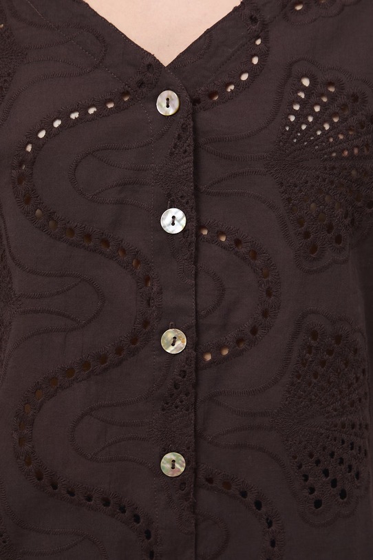 Medicine bluzka damska bawełniana RS26-BKD652 brązowy