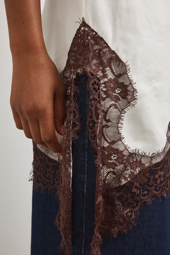 Bluzka na ramiączkach damska z cupro RS26-BKD801 beżowy