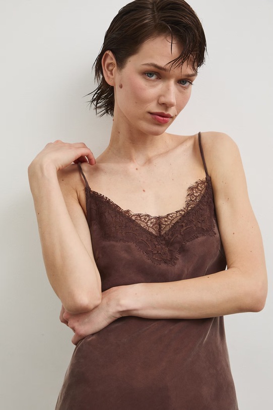 Blúzka s ramienkami dámska hnedá RS26-BKD801