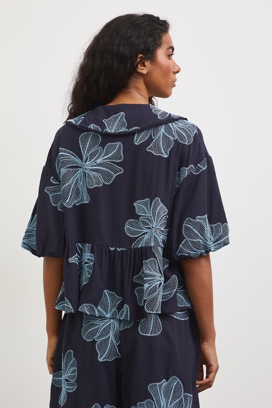 Odzież Bluzka damska z lnem RS26-BKD802 granatowy