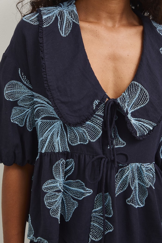 Bluzka damska z lnem RS26-BKD802 granatowy