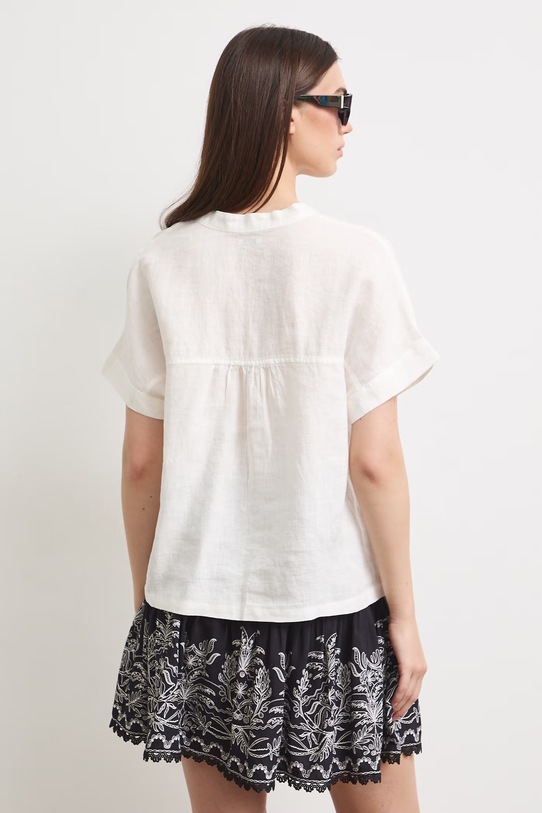 Odzież Bluzka koszulowa damska lniana gładka RS26-BKD900 biały