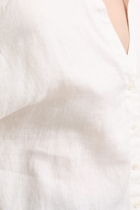 Bluzka koszulowa damska lniana gładka RS26-BKD900 biały