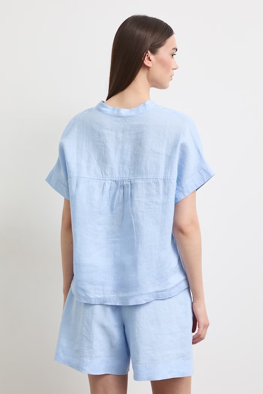 Odzież Bluzka koszulowa damska lniana gładka RS26-BKD900 niebieski