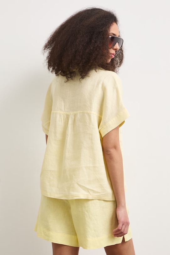 Odzież Bluzka koszulowa damska lniana gładka RS26-BKD900 żółty