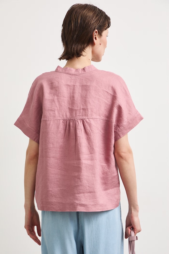 Odzież Bluzka koszulowa damska lniana gładka RS26-BKD900 różowy