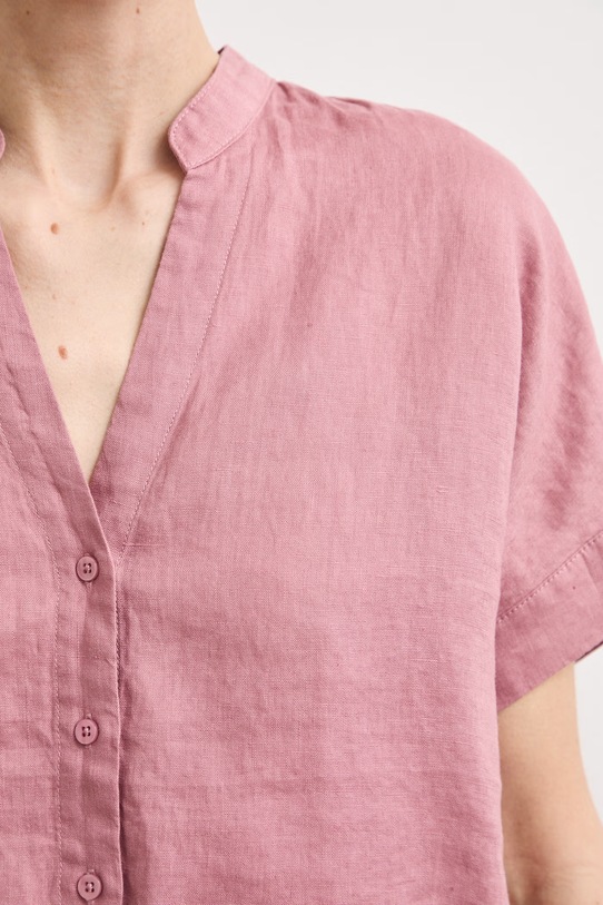 Bluzka koszulowa damska lniana gładka RS26-BKD900