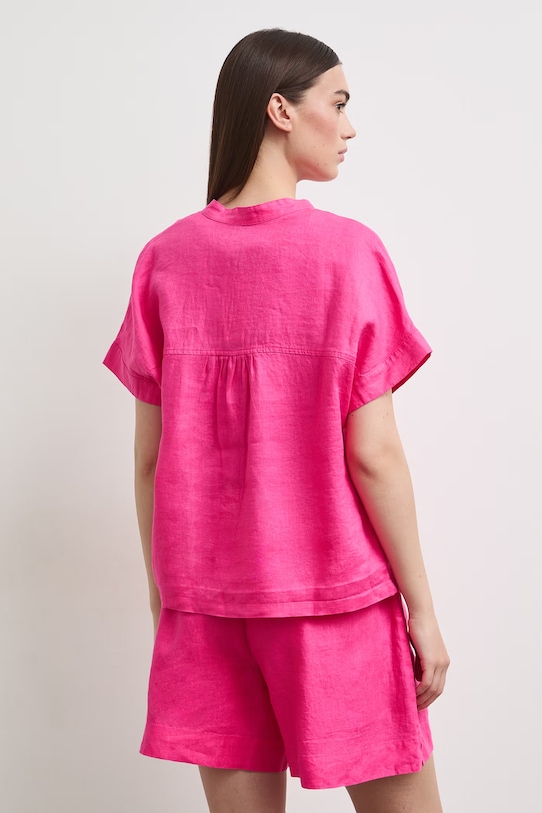 Odzież Bluzka koszulowa damska lniana gładka RS26-BKD900 różowy
