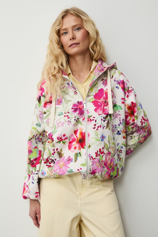 Bluza rozpinana z kapturem damska bawełniana RS26-BLD070 beżowy RS26