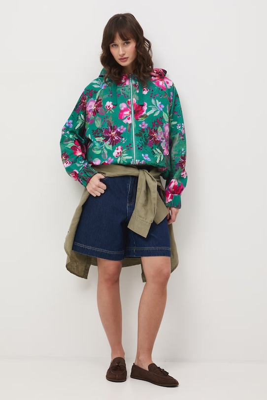 Bluza rozpinana z kapturem damska bawełniana turkusowy RS26-BLD070