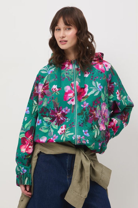 Bluza rozpinana z kapturem damska bawełniana RS26-BLD070 turkusowy RS26