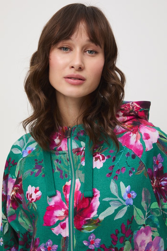 Bluza rozpinana z kapturem damska bawełniana turkusowy RS26-BLD070