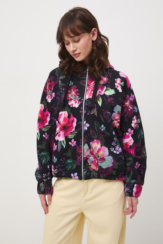 Bluza rozpinana z kapturem damska bawełniana RS26-BLD070 czarny RS26