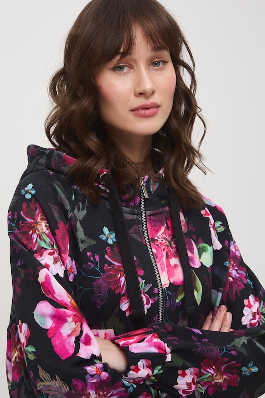 Bluza rozpinana z kapturem damska bawełniana czarny RS26-BLD070