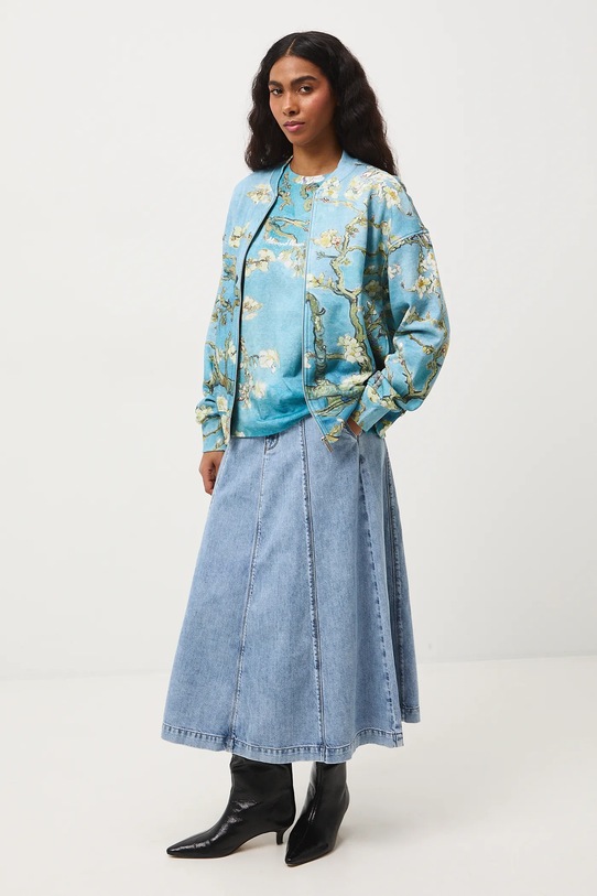 Bluza bawełniana damska z kolekcji Eviva L'arte RS26-BLD254 niebieski RS26