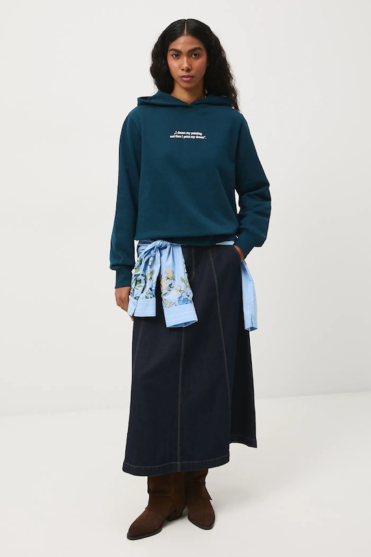 Odzież Bluza bawełniana damska z kolekcji Eviva L'arte RS26-BLD255 turkusowy