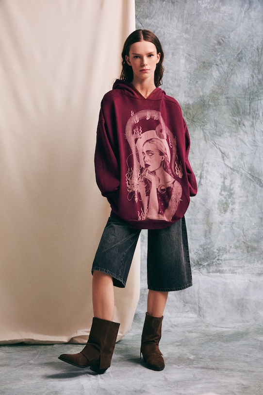 Mikina s kapucňou dámska bavlnená RS26-BLD450 burgundské RS26