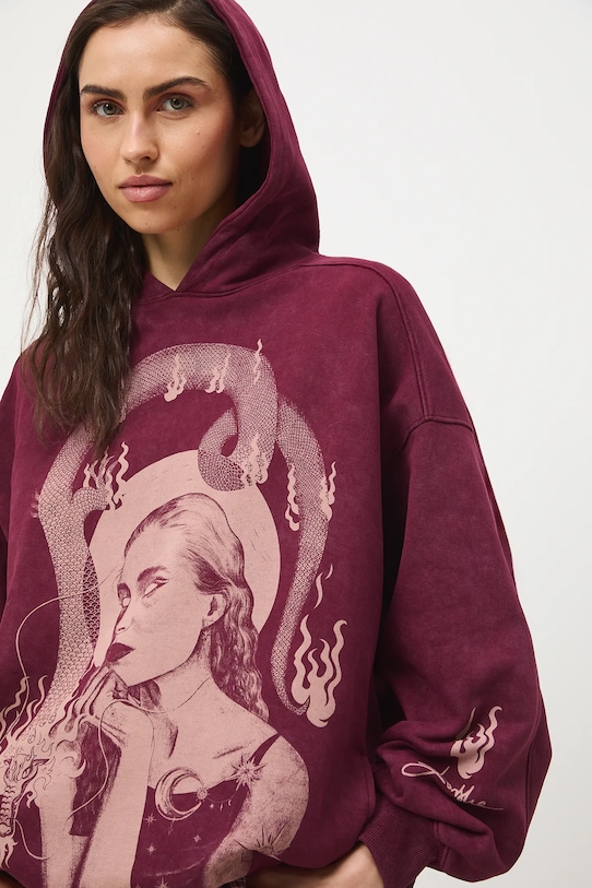 Mikina s kapucňou dámska bavlnená RS26-BLD450 burgundské