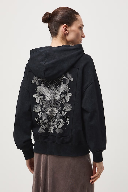 Mikina na zips s kapucňou dámska bavlnená sivá RS26-BLD500