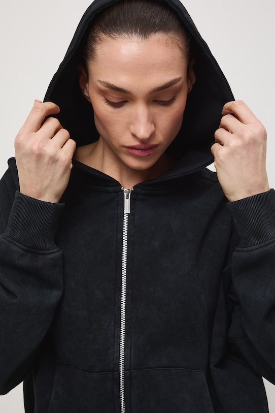 Mikina na zips s kapucňou dámska bavlnená RS26-BLD500 sivá