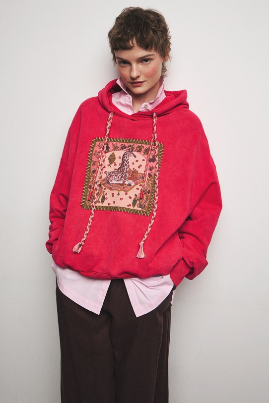 Medicine bluza z kapturem damska bawełniana różowy RS26-BLD651