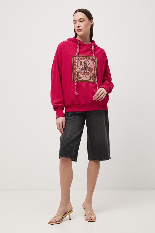 Medicine bluza z kapturem damska bawełniana RS26-BLD651 różowy RS26