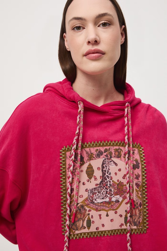 Medicine bluza z kapturem damska bawełniana RS26-BLD651 różowy