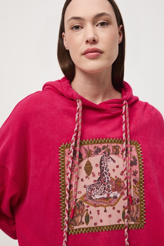 Medicine bluza z kapturem damska bawełniana RS26-BLD651 różowy