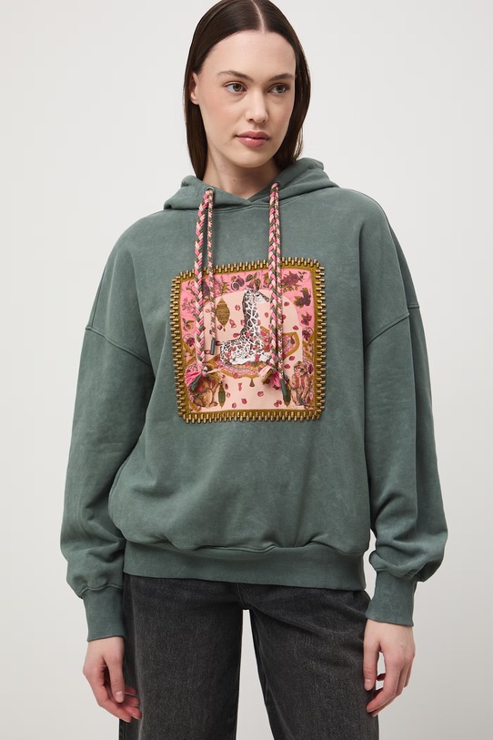 Medicine bluza z kapturem damska bawełniana RS26-BLD651 zielony RS26