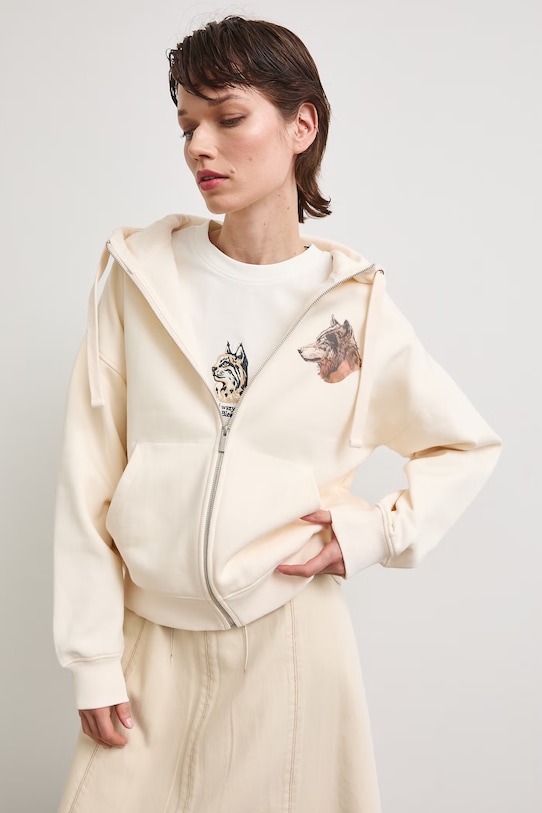 Bluza rozpinana z kapturem damska z kolekcji Bieszczadzki Park Narodowy x Medicine RS26-BLD850 beżowy RS26