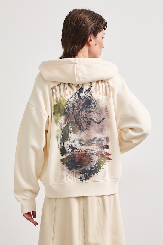 Bluza rozpinana z kapturem damska z kolekcji Bieszczadzki Park Narodowy x Medicine beżowy RS26-BLD850