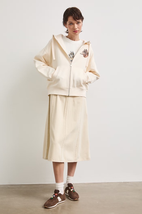 Bluza rozpinana z kapturem damska z kolekcji Bieszczadzki Park Narodowy x Medicine RS26-BLD850 beżowy