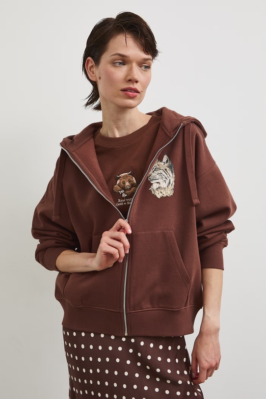 Odzież Bluza rozpinana z kapturem damska z kolekcji Bieszczadzki Park Narodowy x Medicine RS26-BLD850 brązowy