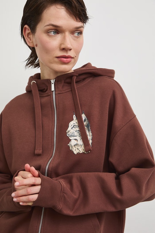 Bluza rozpinana z kapturem damska z kolekcji Bieszczadzki Park Narodowy x Medicine RS26-BLD850 brązowy