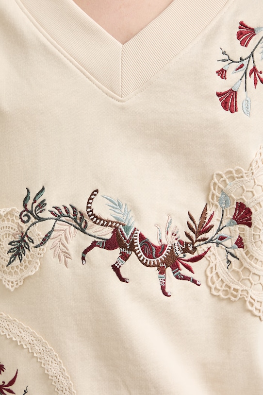 Bluza damska bawełniana roślinna RS26-BLD900 beżowy