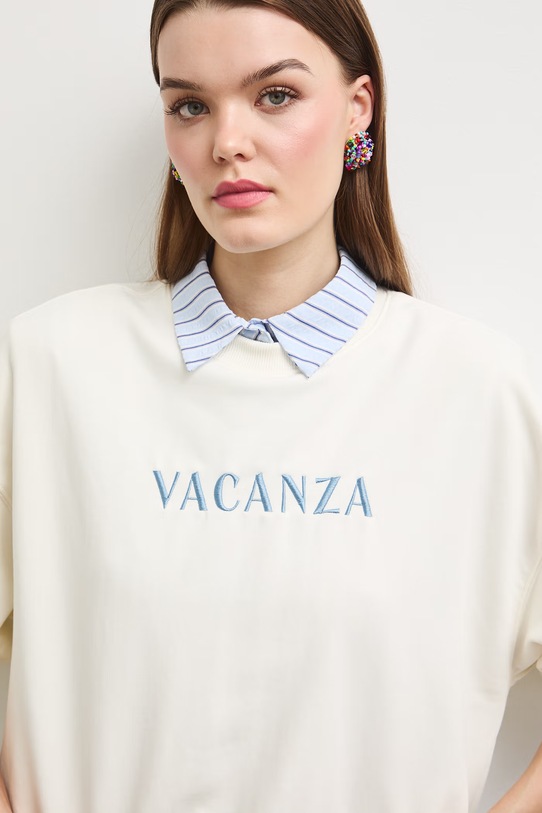 Bluza damska z bawełną beżowy RS26-BLDA00