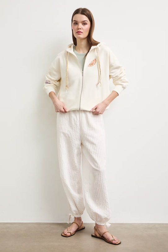 Bluza rozpinana z kapturem damska z bawełną RS26-BLDA01 beżowy RS26