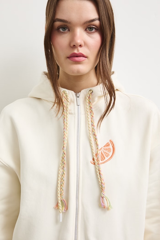 Bluza rozpinana z kapturem damska z bawełną beżowy RS26-BLDA01