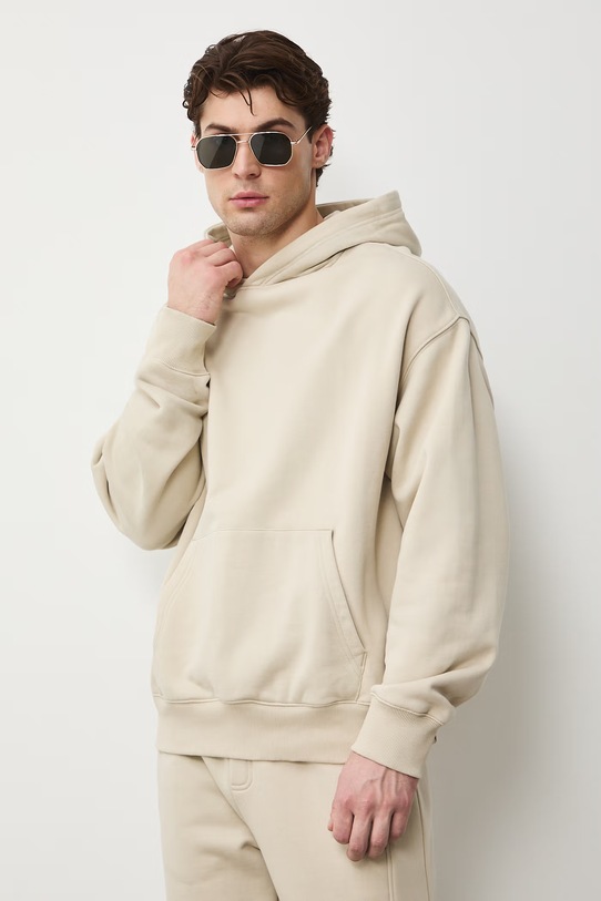 Medicine bluza z kapturem męska bawełniana beżowy RS26-BLM030