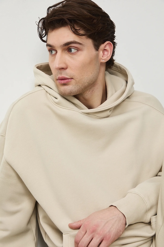 Medicine bluza z kapturem męska bawełniana beżowy RS26-BLM030