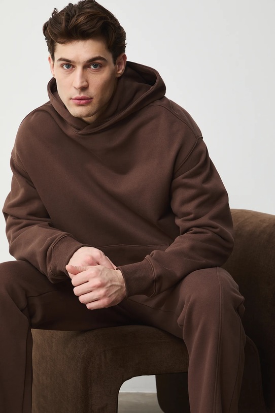 Medicine bluza z kapturem męska bawełniana brązowy RS26-BLM030