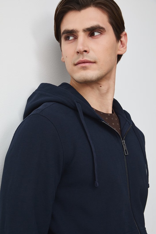 Medicine bluza rozpinana z kapturem męska bawełniana z elastanem granatowy RS26-BLM051