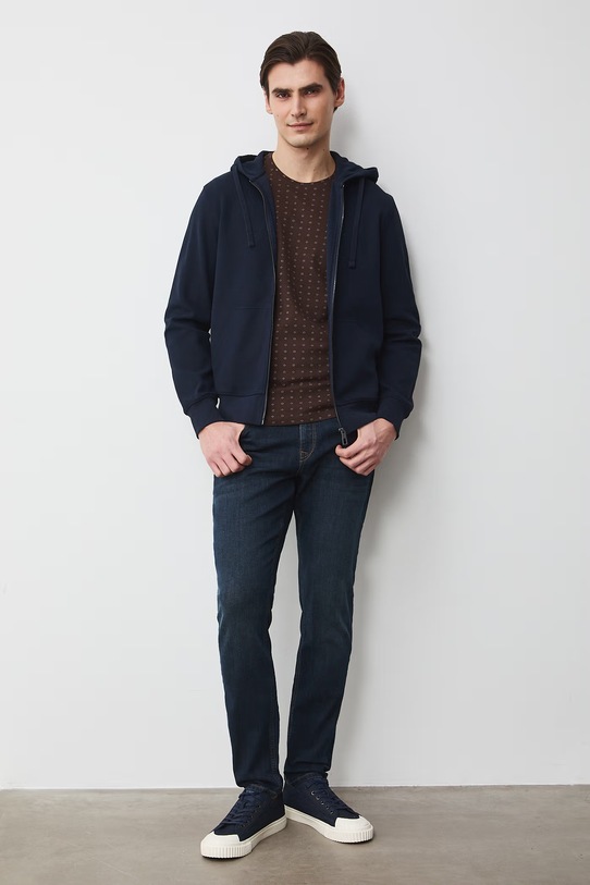 Medicine bluza rozpinana z kapturem męska bawełniana z elastanem RS26-BLM051 granatowy RS26