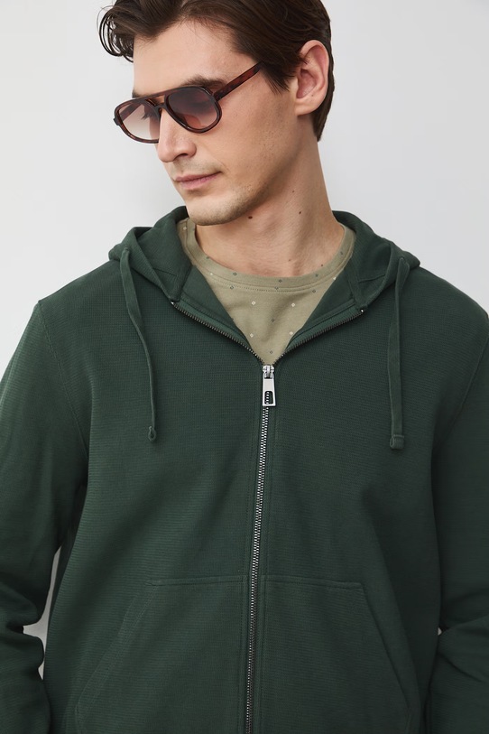 Medicine bluza rozpinana z kapturem męska bawełniana z elastanem zielony RS26-BLM051