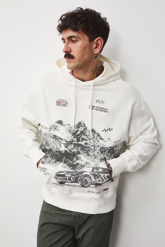 Medicine bluza z kapturem męska bawełniana beżowy RS26-BLM403