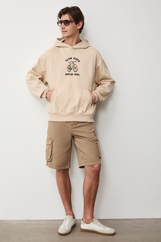 Medicine bluza z kapturem męska bawełniana RS26-BLM501 beżowy RS26