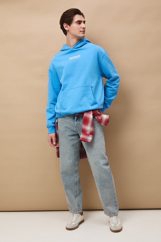 Medicine bluza z kapturem męska bawełniana niebieski RS26-BLM502