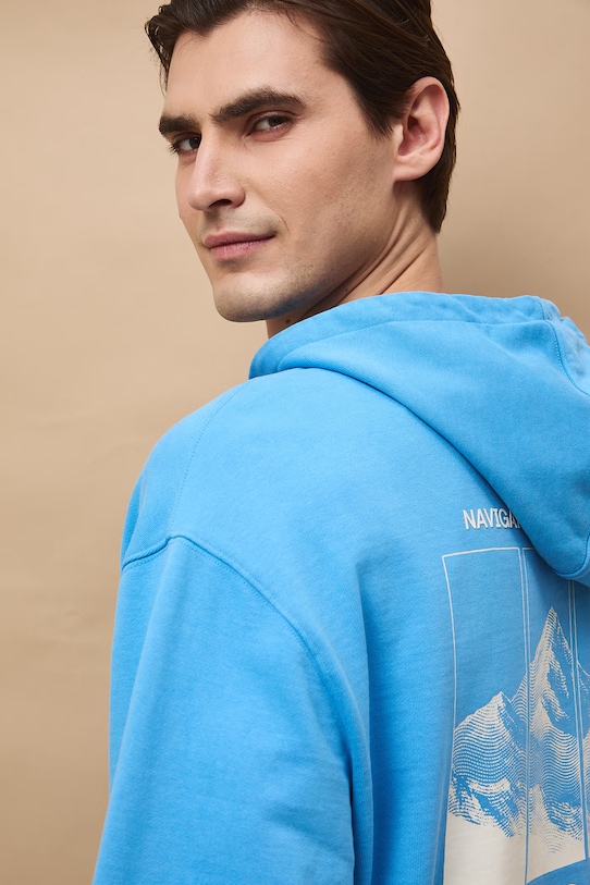 Bluza z kapturem męska bawełniana niebieski RS26-BLM502