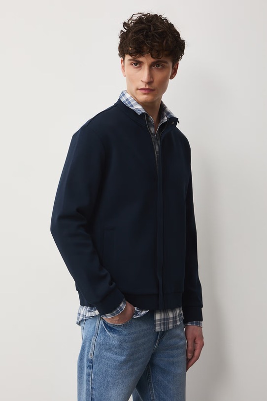Oblečenie Mikina na zips pánska s bavlnou RS26-BLM700 tmavomodrá