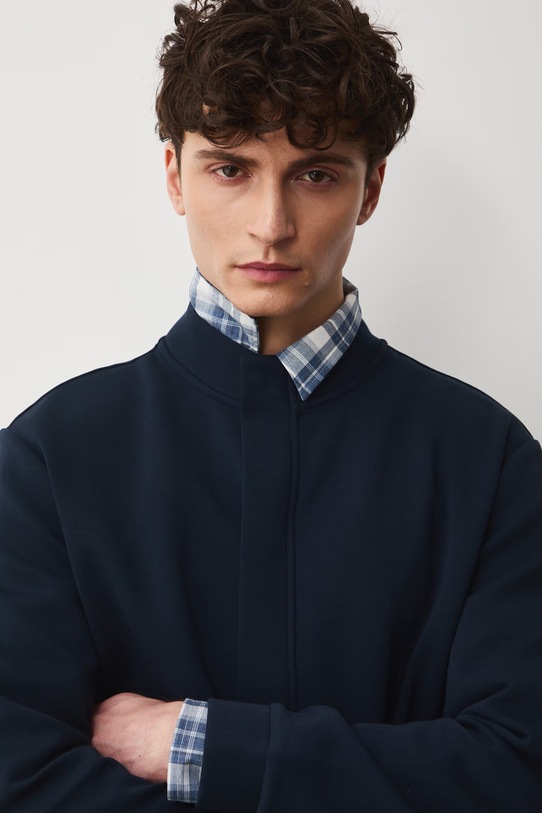 Mikina na zips pánska s bavlnou RS26-BLM700 tmavomodrá